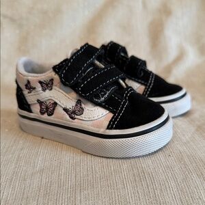 Itty Bitty Infant Black Pink and White Butterfly Vans size 3